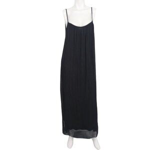 Rosemarine Black Silk Blend Slip Maxi Dress Open Back Oversized Italy Y2K Size S